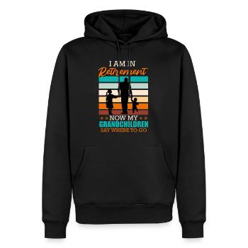 Temps de retraite pour les petits-enfants pensionnés - Sweat à capuche Premium bio Homme - noir - Devant - Nico (187cm)