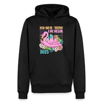 Ich habe fertig Bachelor 2023 - Männer Premium Bio Hoodie - Schwarz - Vorne - Nico (187cm)