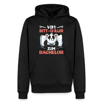 Vom Bett Chiller zum Bachelor 2023 - Männer Premium Bio Hoodie - Schwarz - Vorne - Nico (187cm)