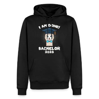 Bachelor 2023 J’ai terminé le Bachelor - Sweat à capuche Premium bio Homme - noir - Devant - Nico (187cm)