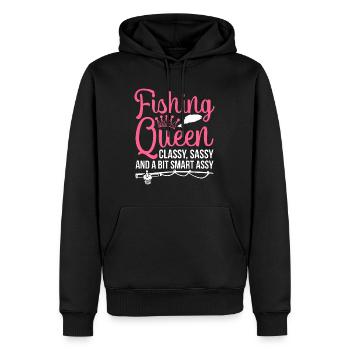 Frauen Angelshirt für Mädchen Fisch Bass Angeln - Männer Premium Bio Hoodie - Schwarz - Vorne - Nico (187cm)