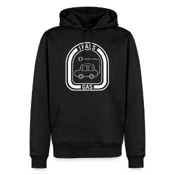 Electric Car Shirt, I Pass Gas Funny Tee, - Men’s Premium Organic Hoodie - black - Front - Nico (187cm)