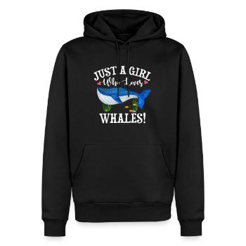 Wal - Männer Premium Bio Hoodie - Schwarz - Vorne - Nico (187cm)