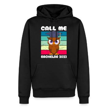 Appelez-moi Bachelor 2023 Diplôme d’études - Sweat à capuche Premium bio Homme - noir - Devant - Nico (187cm)