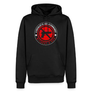 Socialiste n’est qu’une chemise communiste, - Sweat à capuche Premium bio Homme - noir - Devant - Nico (187cm)