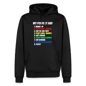 IDÉE CADEAU: La journée de jeu parfaite Suprise pour le jeu - Sweat à capuche Premium bio Homme - noir - Devant - Nico (187cm)