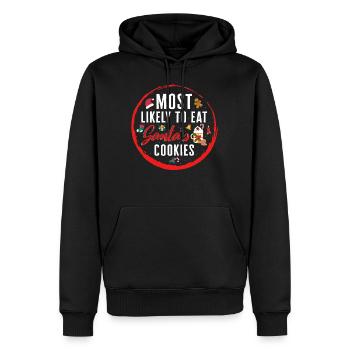 Chemise de Noël, la plus susceptible de manger le Père Noël - Sweat à capuche Premium bio Homme - noir - Devant - Nico (187cm)
