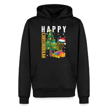 Chemise de Noël, Happy Chrismukkah Cute Tee, - Sweat à capuche Premium bio Homme - noir - Devant - Nico (187cm)