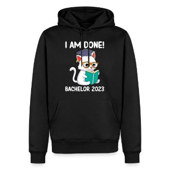 J’ai terminé Bachelor 2023 - Sweat à capuche Premium bio Homme - noir - Devant - Nico (187cm)