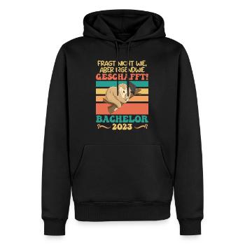 Bachelor 2023 irgendwie geschafft - Männer Premium Bio Hoodie - Schwarz - Vorne - Nico (187cm)