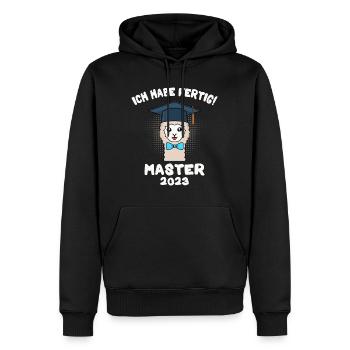 Master 2023 ich habe fertig Master Abschluss 2023 - Männer Premium Bio Hoodie - Schwarz - Vorne - Nico (187cm)