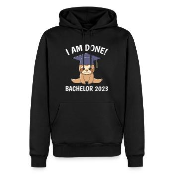 Ich habe fertig Bachelor 2023 Bachelorabschluss - Männer Premium Bio Hoodie - Schwarz - Vorne - Nico (187cm)