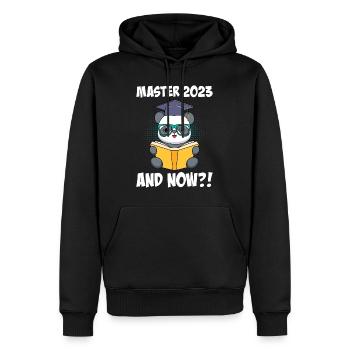 Master 2023! Und jetzt? Master Abschluss 2023 - Männer Premium Bio Hoodie - Schwarz - Vorne - Nico (187cm)