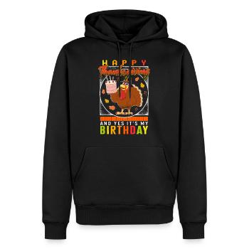 Thanksgiving-Shirt, ja es ist mein Geburtstags-Tee, - Männer Premium Bio Hoodie - Schwarz - Vorne - Nico (187cm)