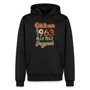 Oldtimer 1963 alle Teile Original 60. Geburtstag - Männer Premium Bio Hoodie - Schwarz - Vorne - Nico (187cm)