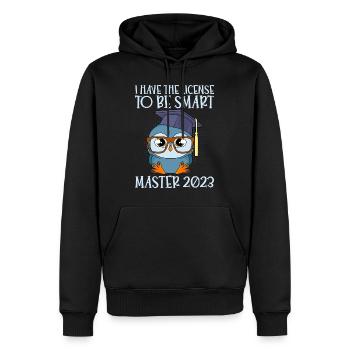 Ich habe die Lizenz zum Klugscheißen Master 2023 - Männer Premium Bio Hoodie - Schwarz - Vorne - Nico (187cm)