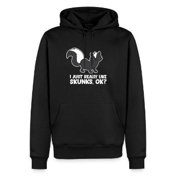 Ich mag einfach Stinktiere, ok? Lustiges Stinktier - Männer Premium Bio Hoodie - Schwarz - Vorne - Nico (187cm)