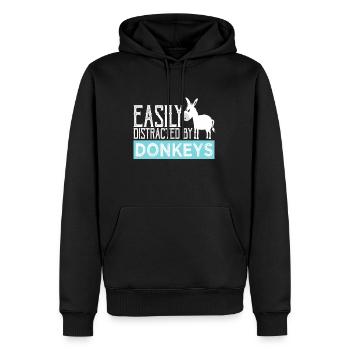 Esel leicht abgelenkt - Esel Geschenke für Donke - Männer Premium Bio Hoodie - Schwarz - Vorne - Nico (187cm)