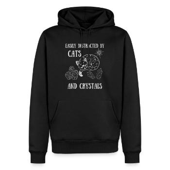 Leicht abgelenkt von Katzenkristallen Boho Spirituale - Männer Premium Bio Hoodie - Schwarz - Vorne - Nico (187cm)