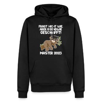 Master 2023 - Männer Premium Bio Hoodie - Schwarz - Vorne - Nico (187cm)