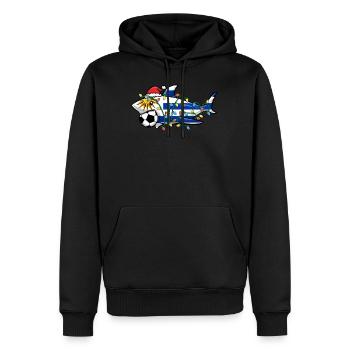 Christmas Shirt, Santa Shark Soccer Jersey - Men’s Premium Organic Hoodie - black - Front - Nico (187cm)