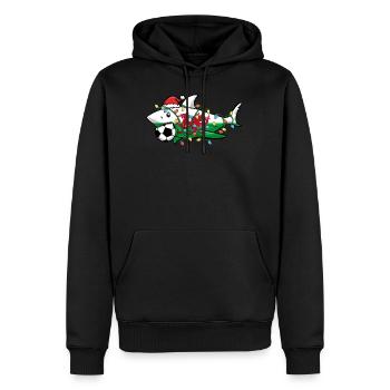 Christmas Shirt, Santa Shark Soccer Jersey - Men’s Premium Organic Hoodie - black - Front - Nico (187cm)