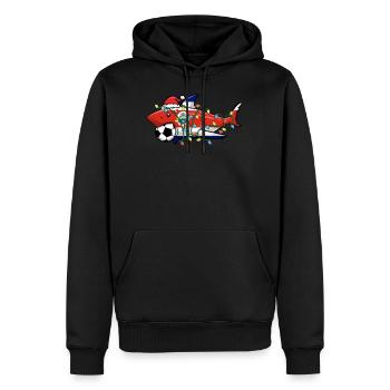 Christmas Shirt, Santa Shark Soccer Jersey - Men’s Premium Organic Hoodie - black - Front - Nico (187cm)