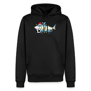 Christmas Shirt, Santa Shark Soccer Jersey - Men’s Premium Organic Hoodie - black - Front - Nico (187cm)