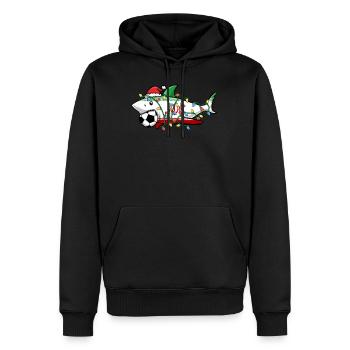 Christmas Shirt, Santa Shark Soccer Jersey - Men’s Premium Organic Hoodie - black - Front - Nico (187cm)