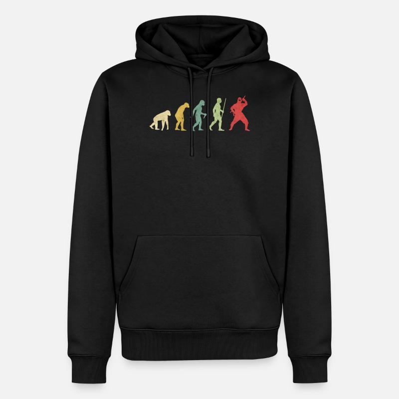 Ninja Pose Evolution - Männer Premium Bio Hoodie - Schwarz