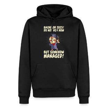 Irgendwie den Bachelor 2023 geschafft - Männer Premium Bio Hoodie - Schwarz - Vorne - Nico (187cm)