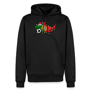 Christmas Shirt, Santa Shark Soccer Jersey - Men’s Premium Organic Hoodie - black - Front - Nico (187cm)