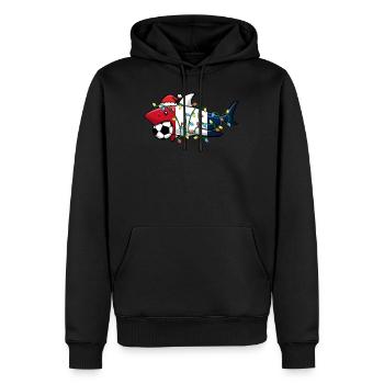 Christmas Shirt, Santa Shark Soccer Jersey - Men’s Premium Organic Hoodie - black - Front - Nico (187cm)