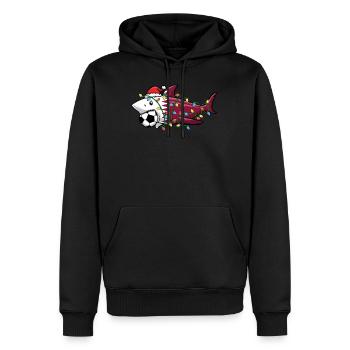 Christmas Shirt, Santa Shark Soccer Jersey - Men’s Premium Organic Hoodie - black - Front - Nico (187cm)