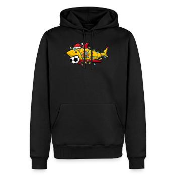 Christmas Shirt, Santa Shark Soccer Jersey - Men’s Premium Organic Hoodie - black - Front - Nico (187cm)