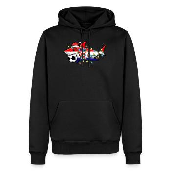 Christmas Shirt, Santa Shark Soccer Jersey - Men’s Premium Organic Hoodie - black - Front - Nico (187cm)