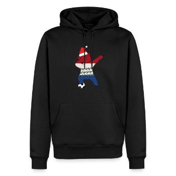 Fußballjunge Dabbing Eisbär Weihnachtsmütze - Männer Premium Bio Hoodie - Schwarz - Vorne - Nico (187cm)
