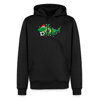 Christmas Shirt, Santa Shark Soccer Jersey - Men’s Premium Organic Hoodie - black - Front - Nico (187cm)
