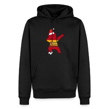 Fußballjunge Dabbing Eisbär Weihnachtsmütze - Männer Premium Bio Hoodie - Schwarz - Vorne - Nico (187cm)