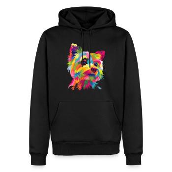 Colorful Pop Art Yorkshire Terrier Portrait Yorkie - Men’s Premium Organic Hoodie - black - Front - Nico (187cm)