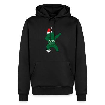 Fußballjunge Dabbing Eisbär Weihnachtsmütze - Männer Premium Bio Hoodie - Schwarz - Vorne - Nico (187cm)
