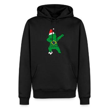 Fußballjunge Dabbing Eisbär Weihnachtsmütze - Männer Premium Bio Hoodie - Schwarz - Vorne - Nico (187cm)