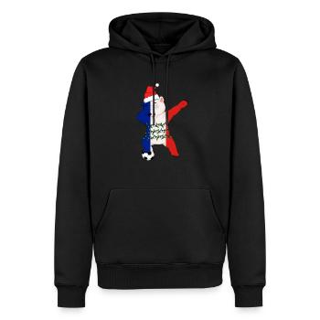 Fußballjunge Dabbing Eisbär Weihnachtsmütze - Männer Premium Bio Hoodie - Schwarz - Vorne - Nico (187cm)