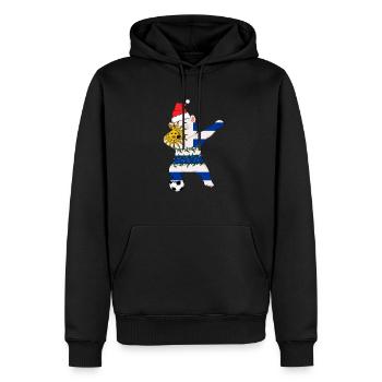 Fußballjunge Dabbing Eisbär Weihnachtsmütze - Männer Premium Bio Hoodie - Schwarz - Vorne - Nico (187cm)