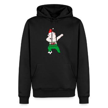 Fußballjunge Dabbing Eisbär Weihnachtsmütze - Männer Premium Bio Hoodie - Schwarz - Vorne - Nico (187cm)