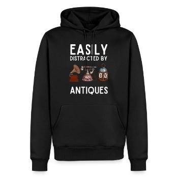 Easily Distracted By Antiques Shirt Antique Lover - Men’s Premium Organic Hoodie - black - Front - Nico (187cm)