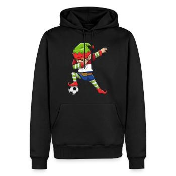 Soccer Boy Dabbing Elf Squad Weihnachtstrikot - Männer Premium Bio Hoodie - Schwarz - Vorne - Nico (187cm)
