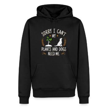 Jardinier amoureux des plantes et des chiens - Jardinage - Sweat à capuche Premium bio Homme - noir - Devant - Nico (187cm)