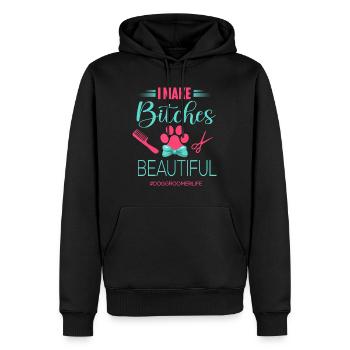 Chemise de toiletteur de chien Tenue de toilettage de chien Drôle de chien Gr - Sweat à capuche Premium bio Homme - noir - Devant - Nico (187cm)