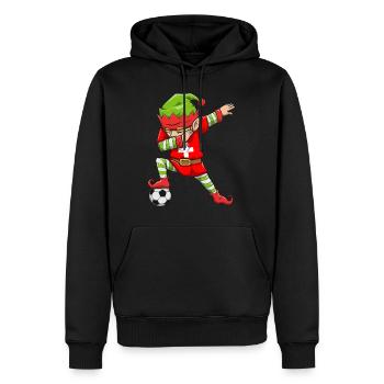 Soccer Boy Dabbing Elf Squad Weihnachtstrikot - Männer Premium Bio Hoodie - Schwarz - Vorne - Nico (187cm)